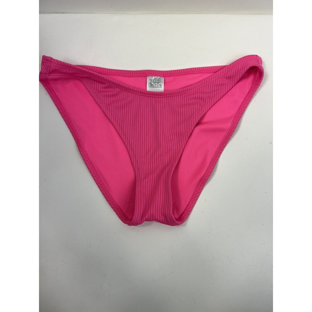 Wild Fable Bikini Bottom Women's Sz M (8-10) Pink‎ Ribbed High Leg